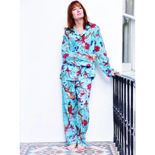 Load image into Gallery viewer, Turquoise Birds Ladies Pyjamas
