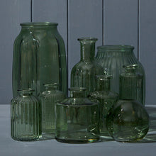 Load image into Gallery viewer, Vintage Green Ribbed Glass Bottle
