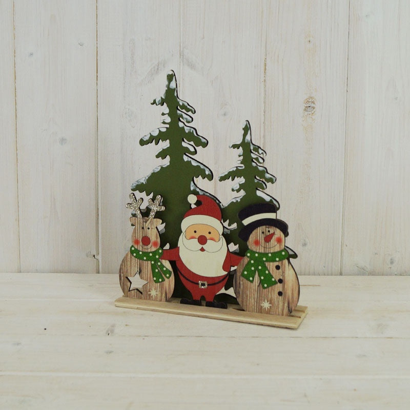 Festive Characters and Trees Wooden Stand