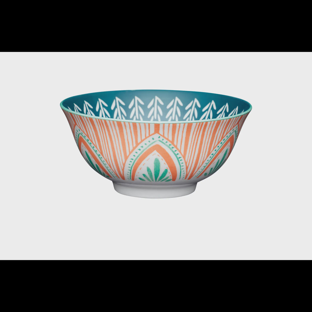 KitchenCraft Colourful Folk Pattern Ceramic Bowl