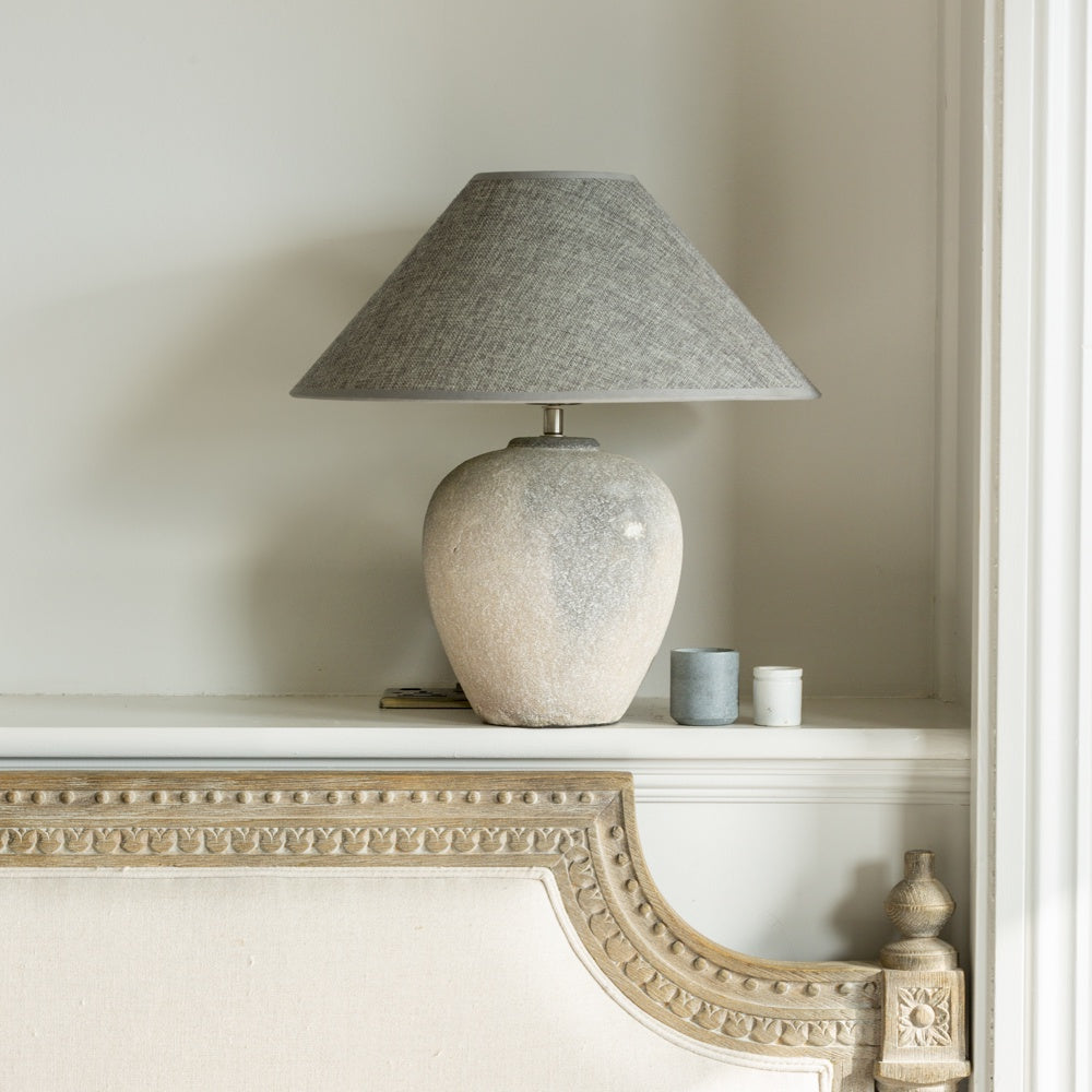 Lamp Ceramic Nero With Grey Shade