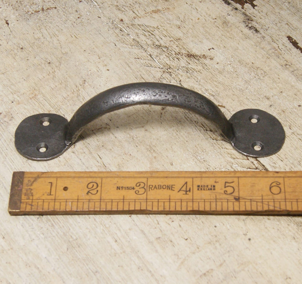 Pull Handle Round End Hand Forged 2 Hole Antique Iron 6″